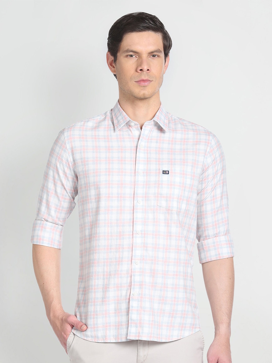 

Arrow Sport Checked Slim Fit Classic Cotton Casual Shirt, Pink