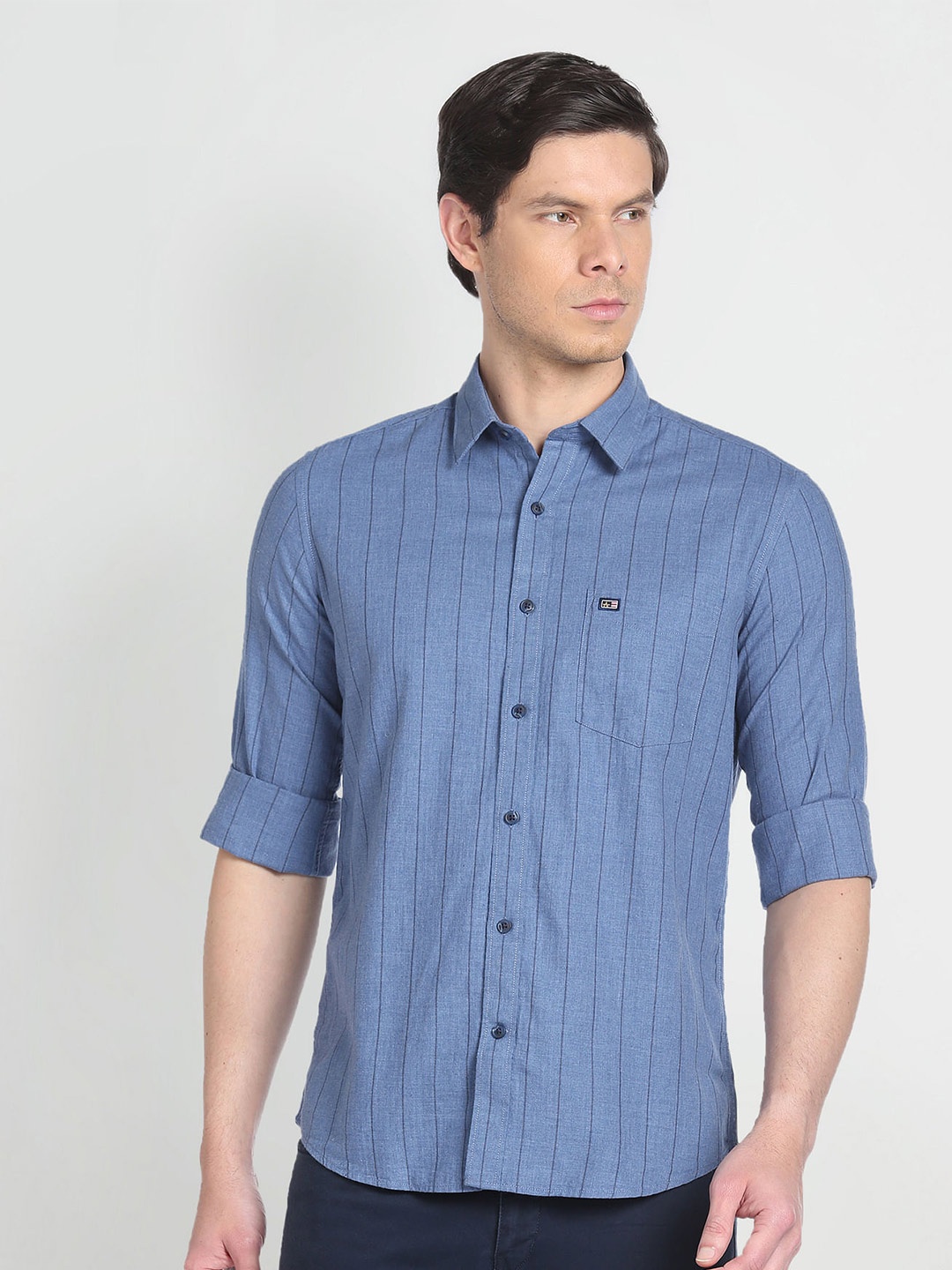

Arrow Sport Slim Fit Striped Pure Cotton Casual Shirt, Blue