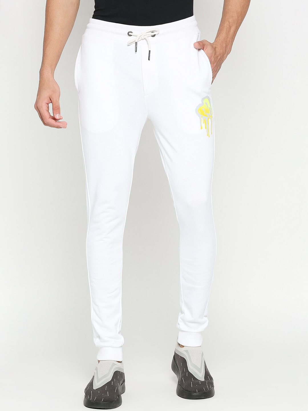 

Being Human Men Cotton Mid-Rise Joggers, White