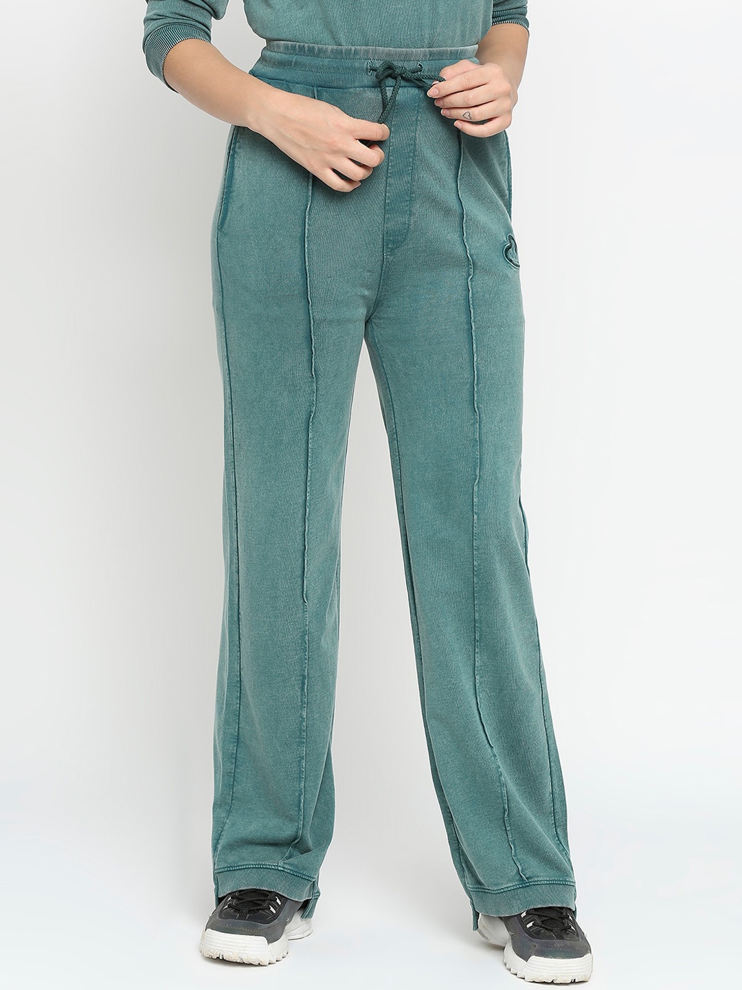 

Being Human Women Loose Fit Mid-Rise Track Pants, Green