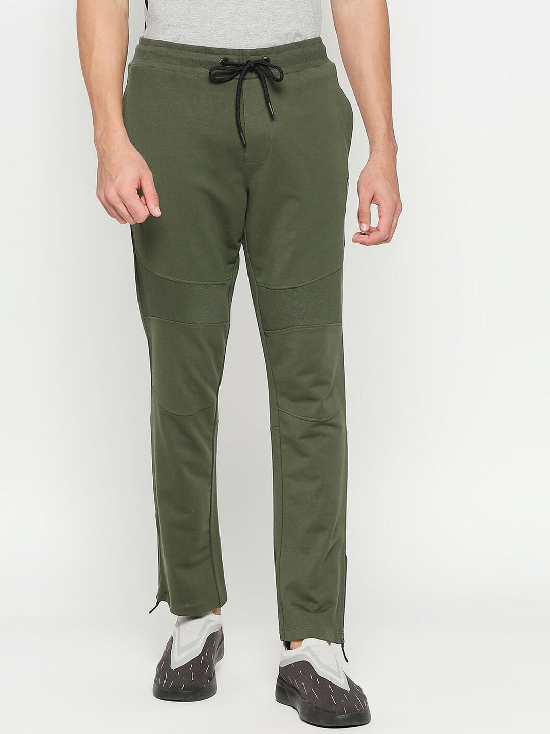 

Being Human Men Mid-Rise Cotton Track Pants, Green