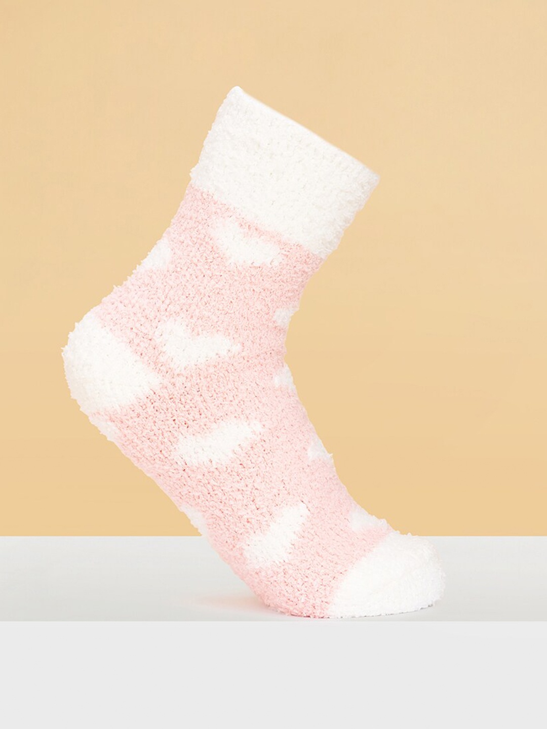 

Pantaloons Junior Girls Patterned Fuzzy Calf-Length Socks, Peach