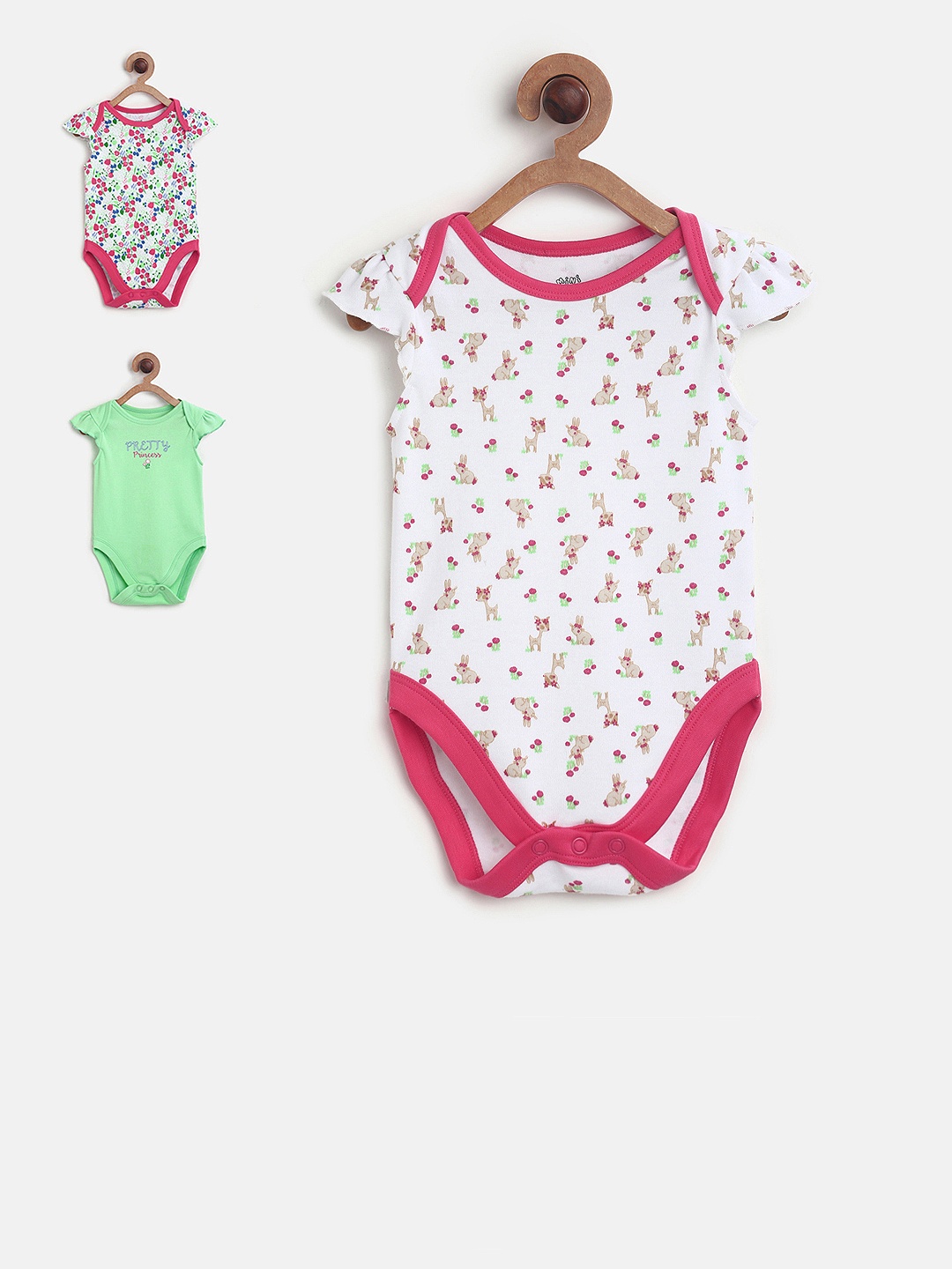 

MINI KLUB Girls Pack of 3 Printed Bodysuits, White