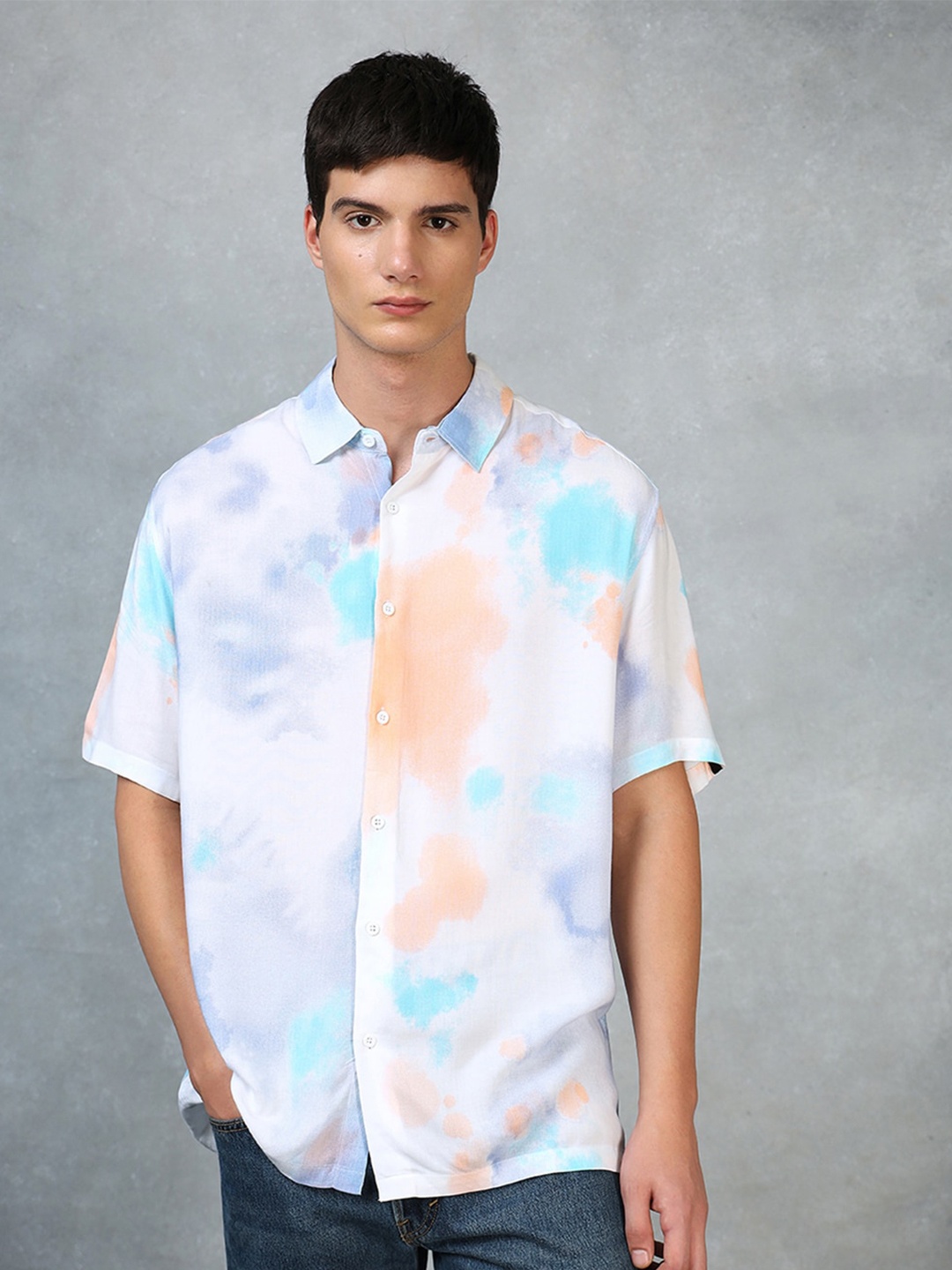 

Bewakoof Abstract Printed Oversized Casual Shirt, White