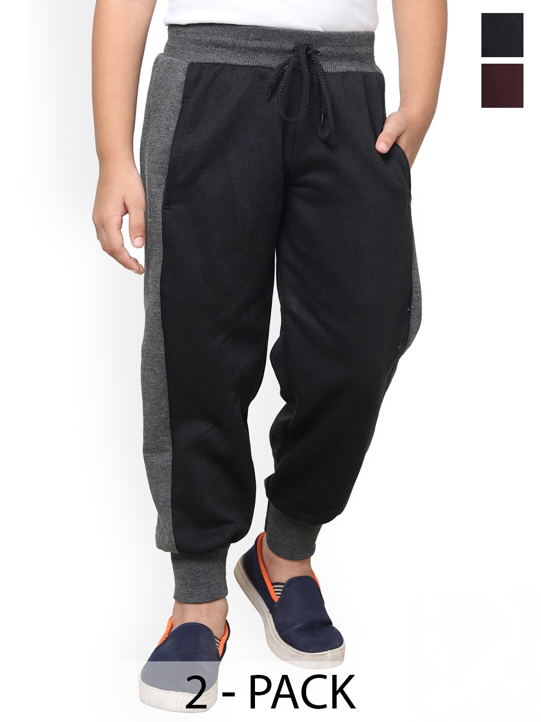 

BAESD Boys Pack Of 2 Mid-Rise Fleece Joggers, Maroon