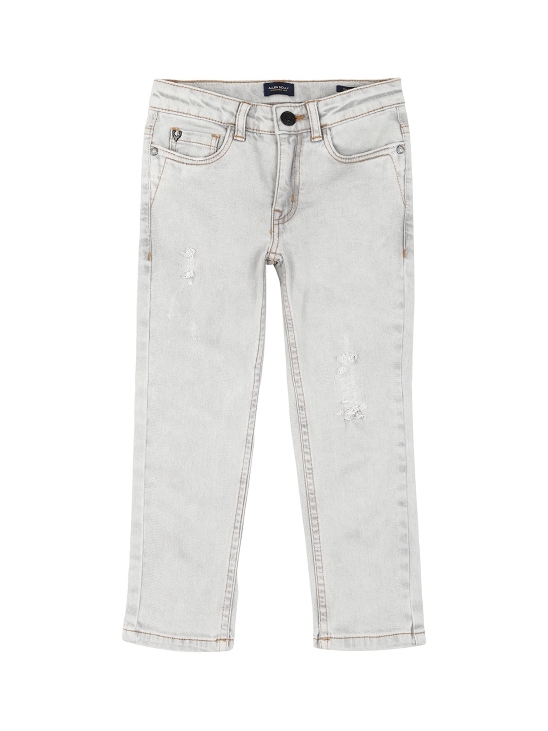 

Allen Solly Junior Boys Skinny Fit Mid-Rise Low Distress Stretchable Jeans, Grey