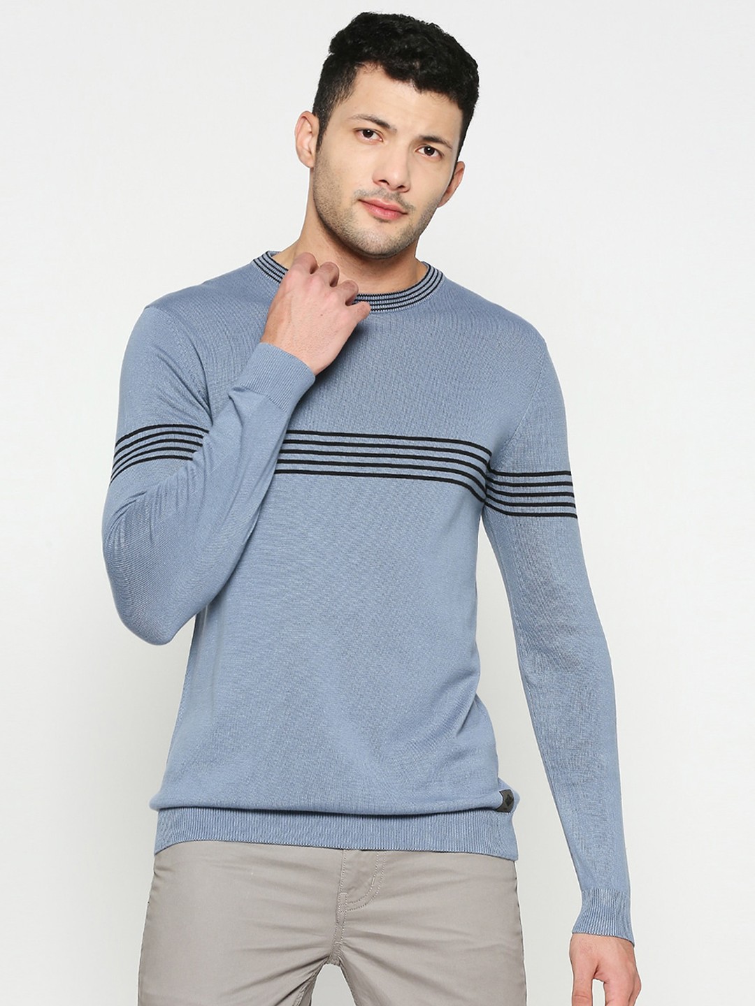 

Being Human Striped Long Sleeves Pullover, Blue