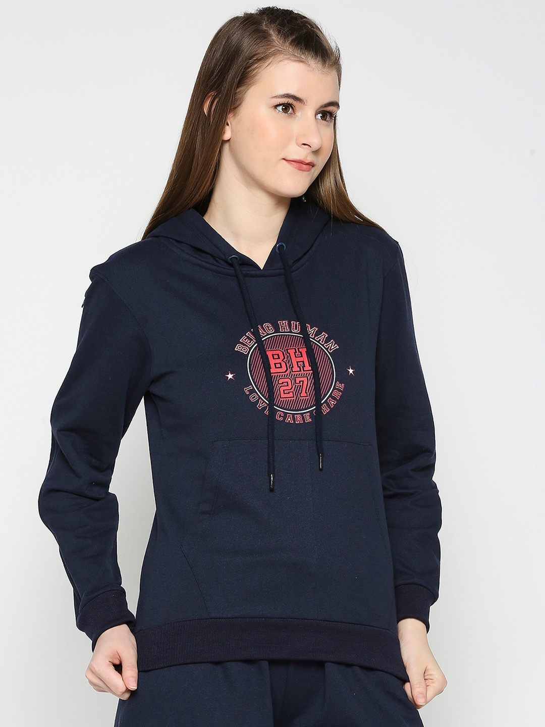 

Being Human Typography Printed Hooded Pullover, Navy blue