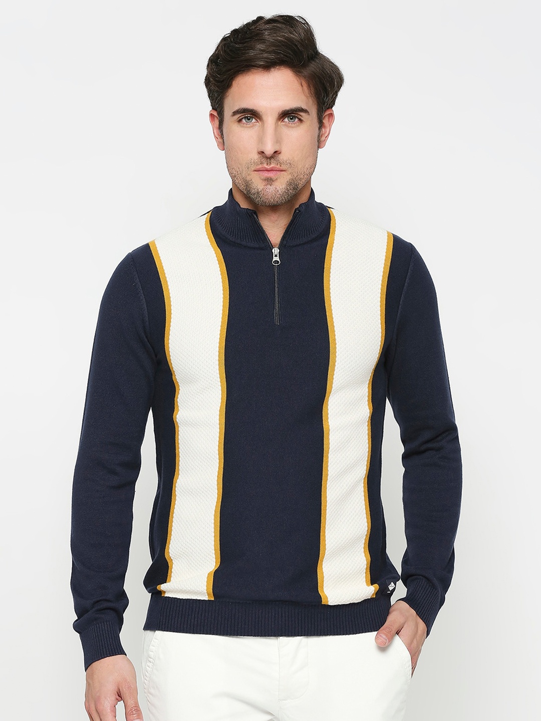 

Being Human Colourblocked Half Zip Pullover, Blue