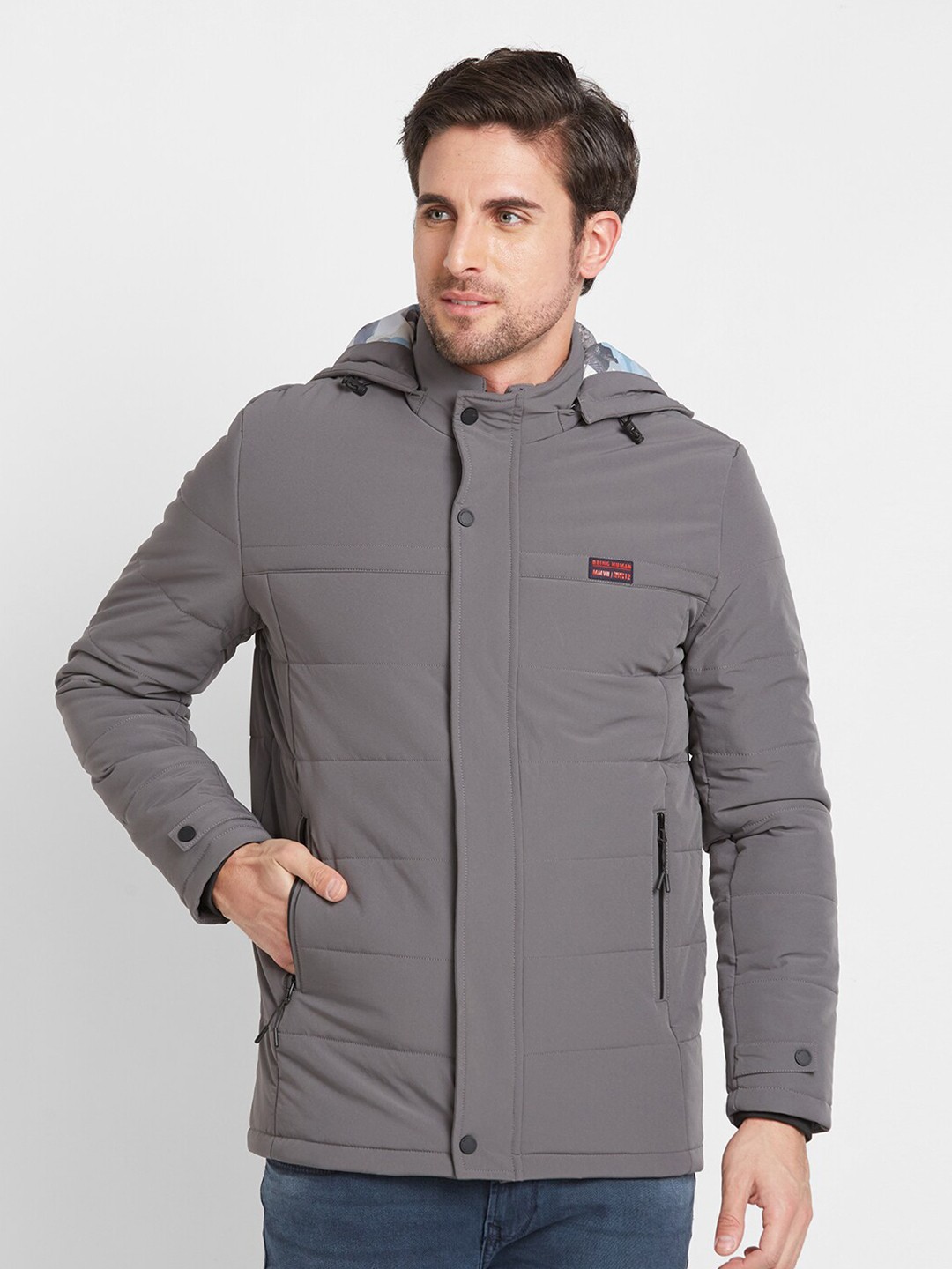 

Being Human Hooded Padded Jacket, Grey