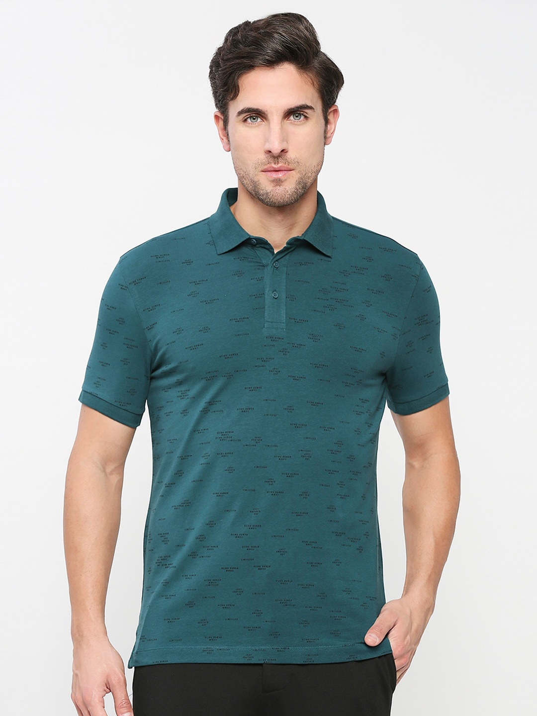 

Being Human Abstract Printed Polo Collar Casual T-shirt, Teal