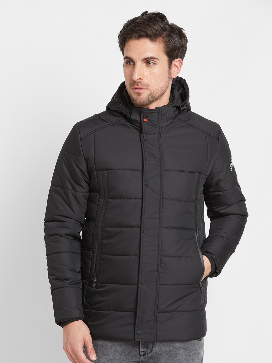 

Being Human Hooded Puffer Jacket With Zip Detail, Navy blue