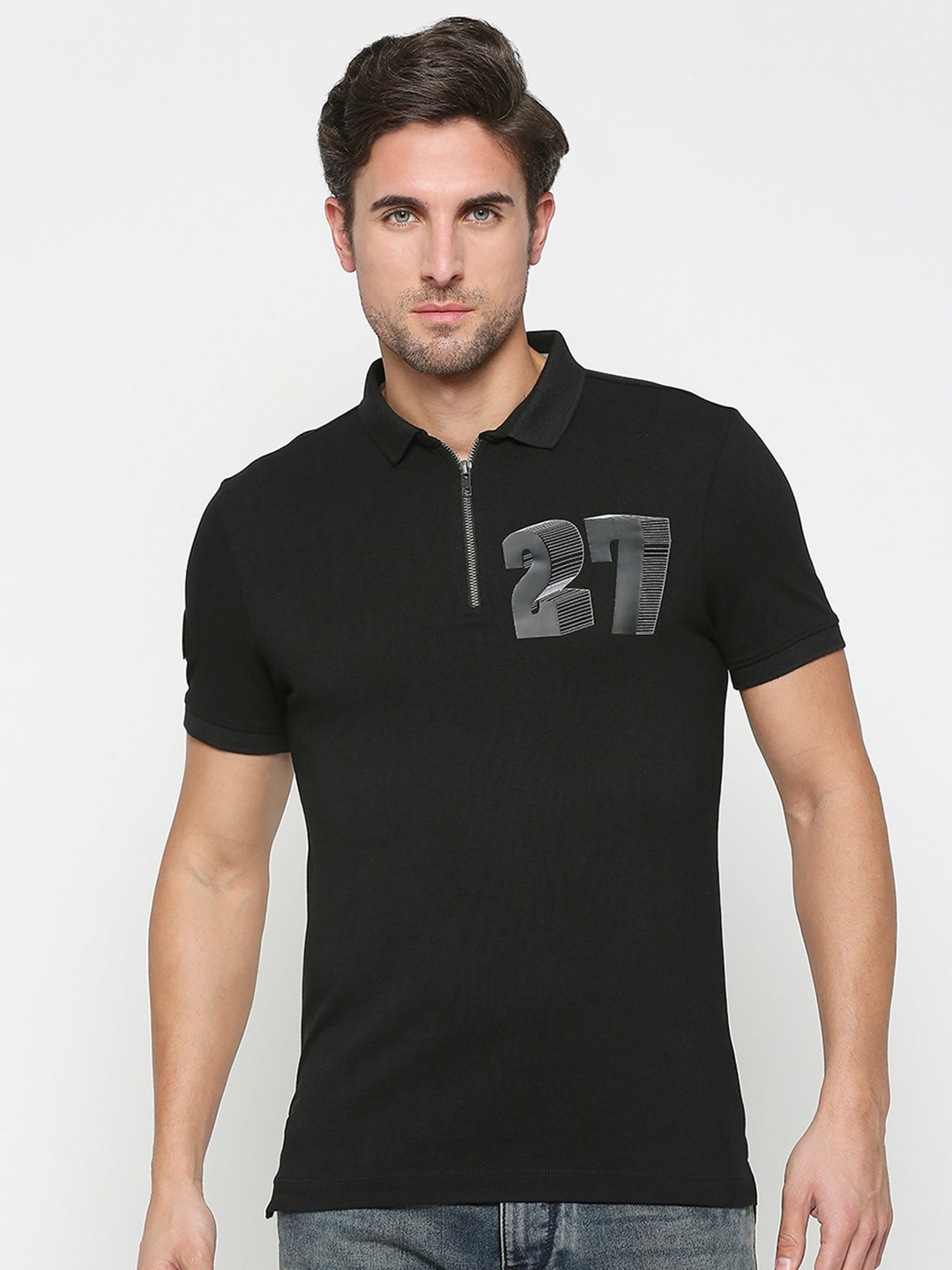

Being Human Typography Printed Polo Collar T-shirt, Black