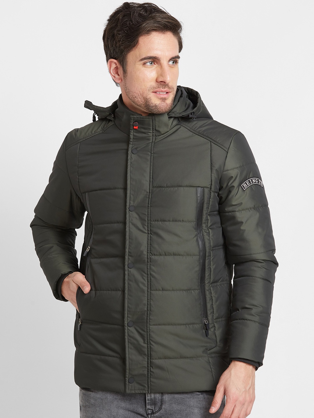 

Being Human Hooded Puffer Jacket, Green