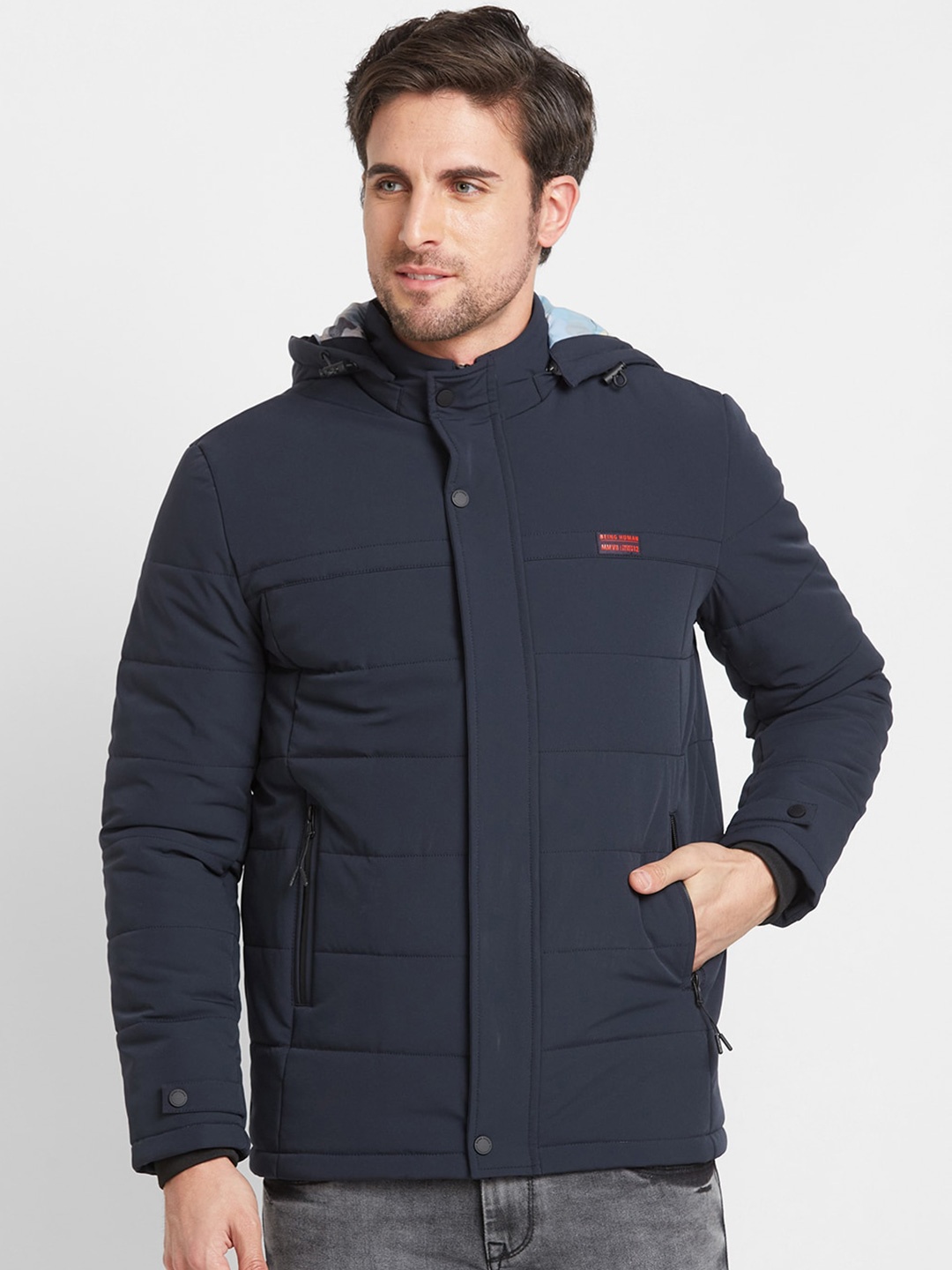 

Being Human Hooded Padded Jacket, Blue