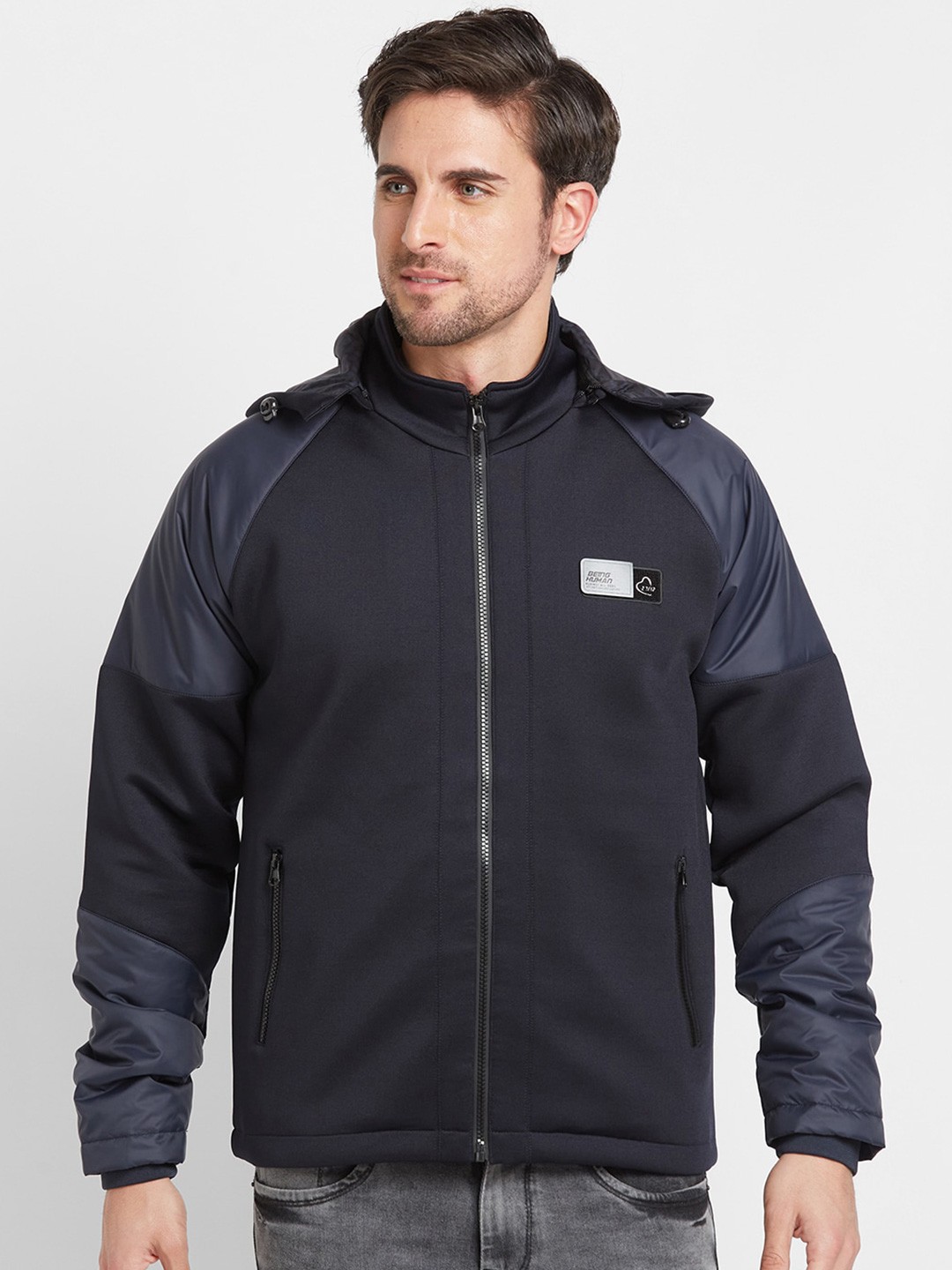 

Being Human Men Hooded Bomber Jacket, Black
