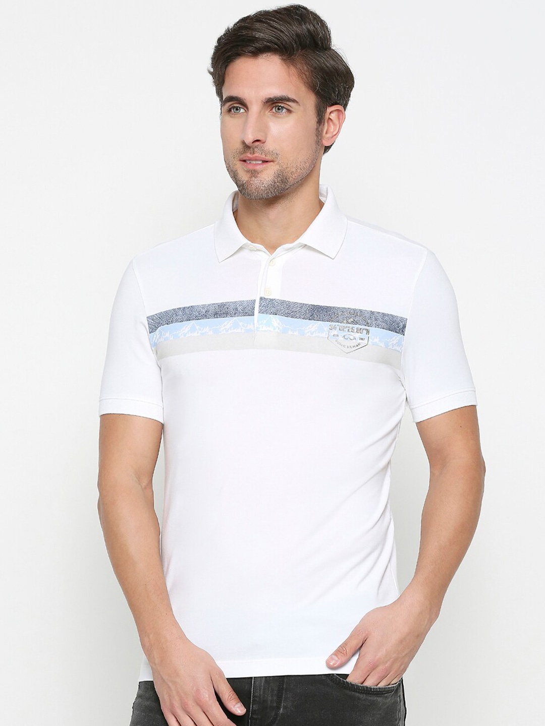 

Being Human Striped Polo Collar T-shirt, White