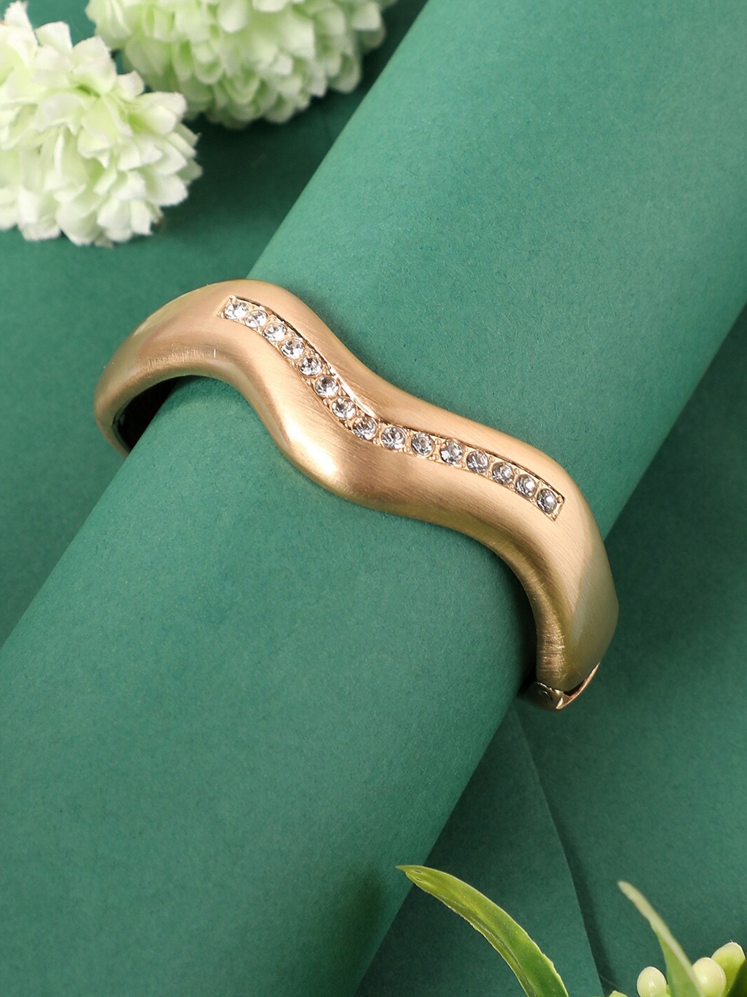 

SOHI Women Gold-Plated Studded Kada Bracelet
