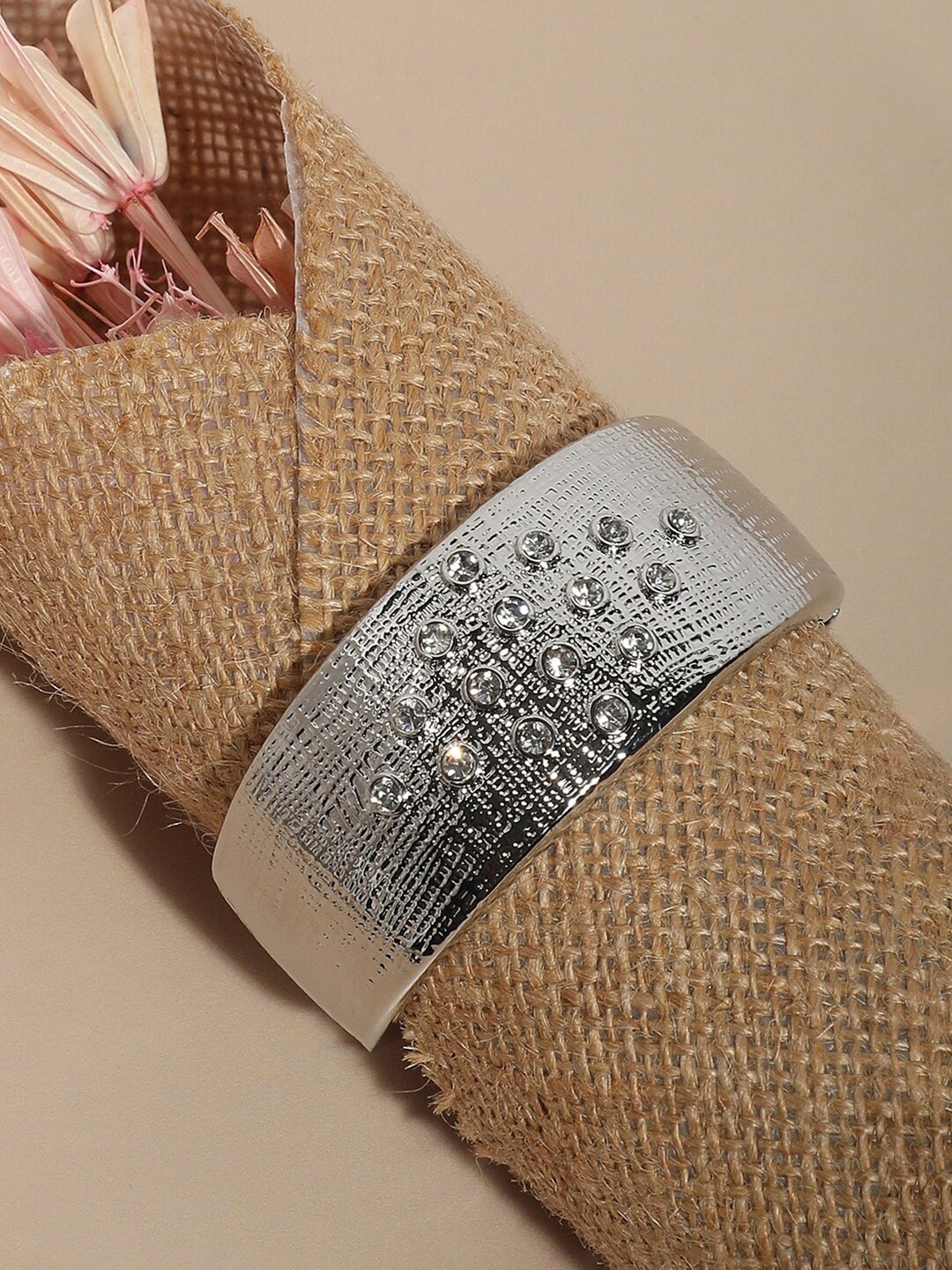 

SOHI Silver Plated Crystal Studded Cuff Bracelet