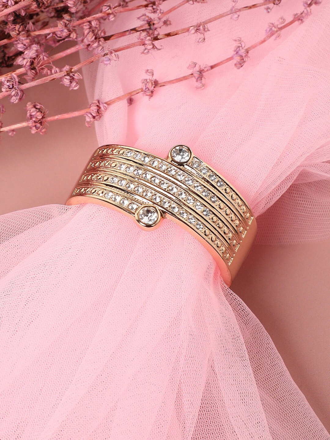 

SOHI Women Gold Plated Stone Studded Cuff Bracelet