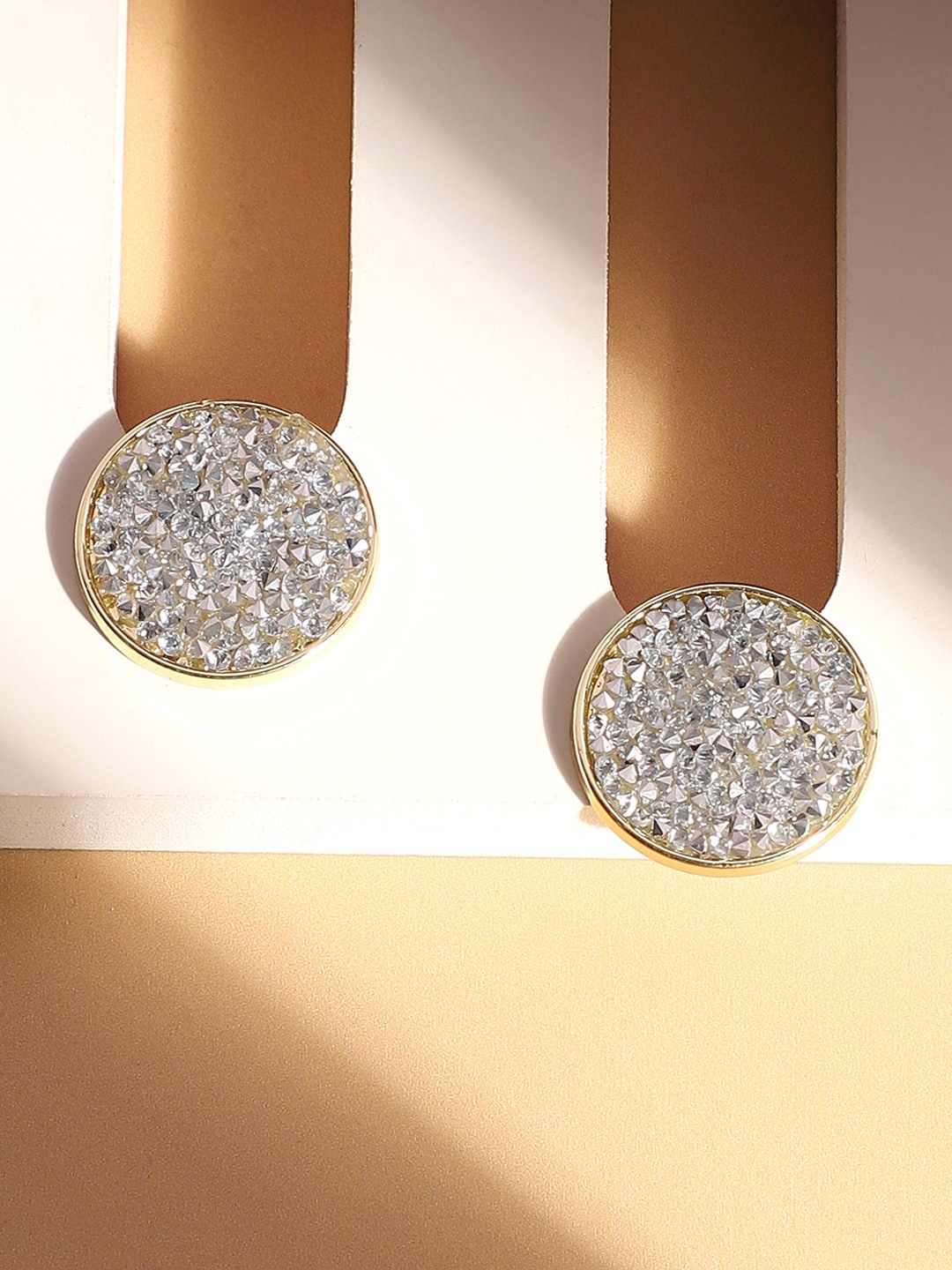 

SOHI Gold-Plated Contemporary Studs Earrings, Silver