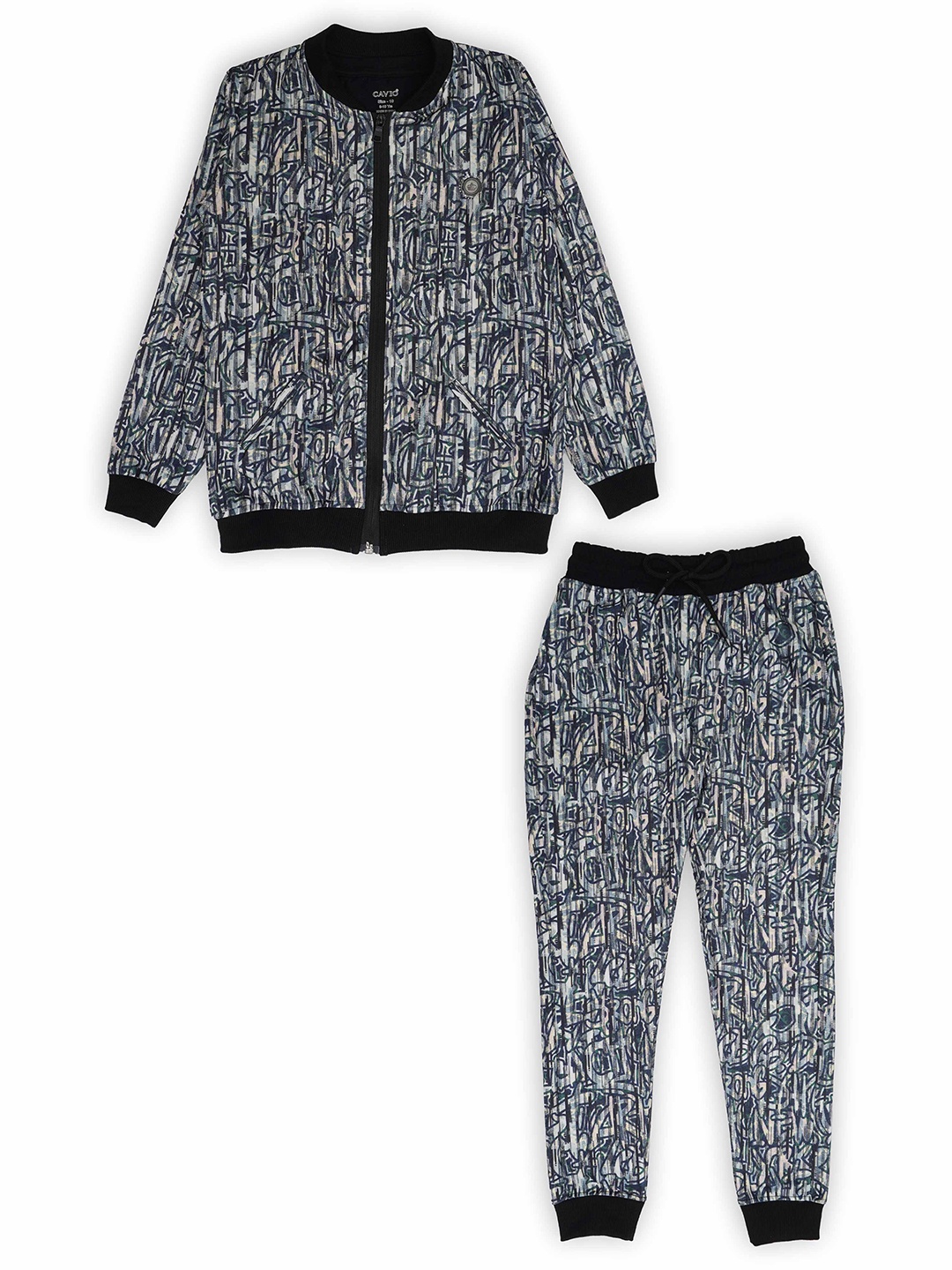 

CAVIO Boys Printed T-shirt With Trousers, Black