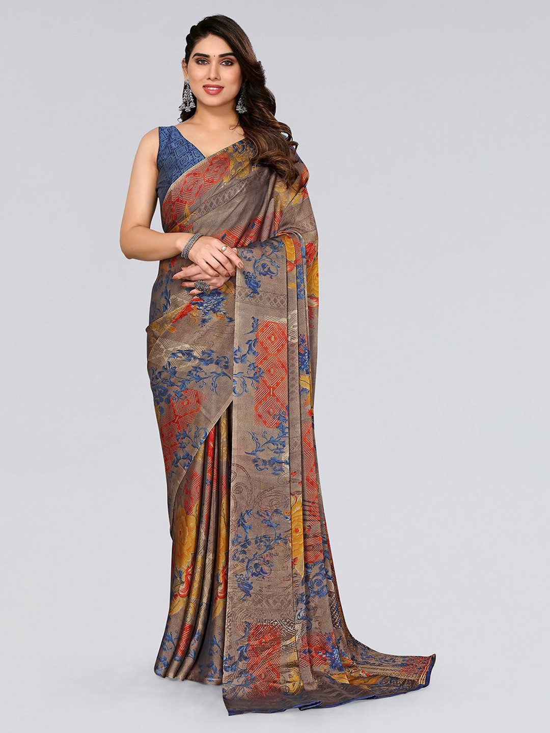 

KALINI Floral Printed Saree, Beige
