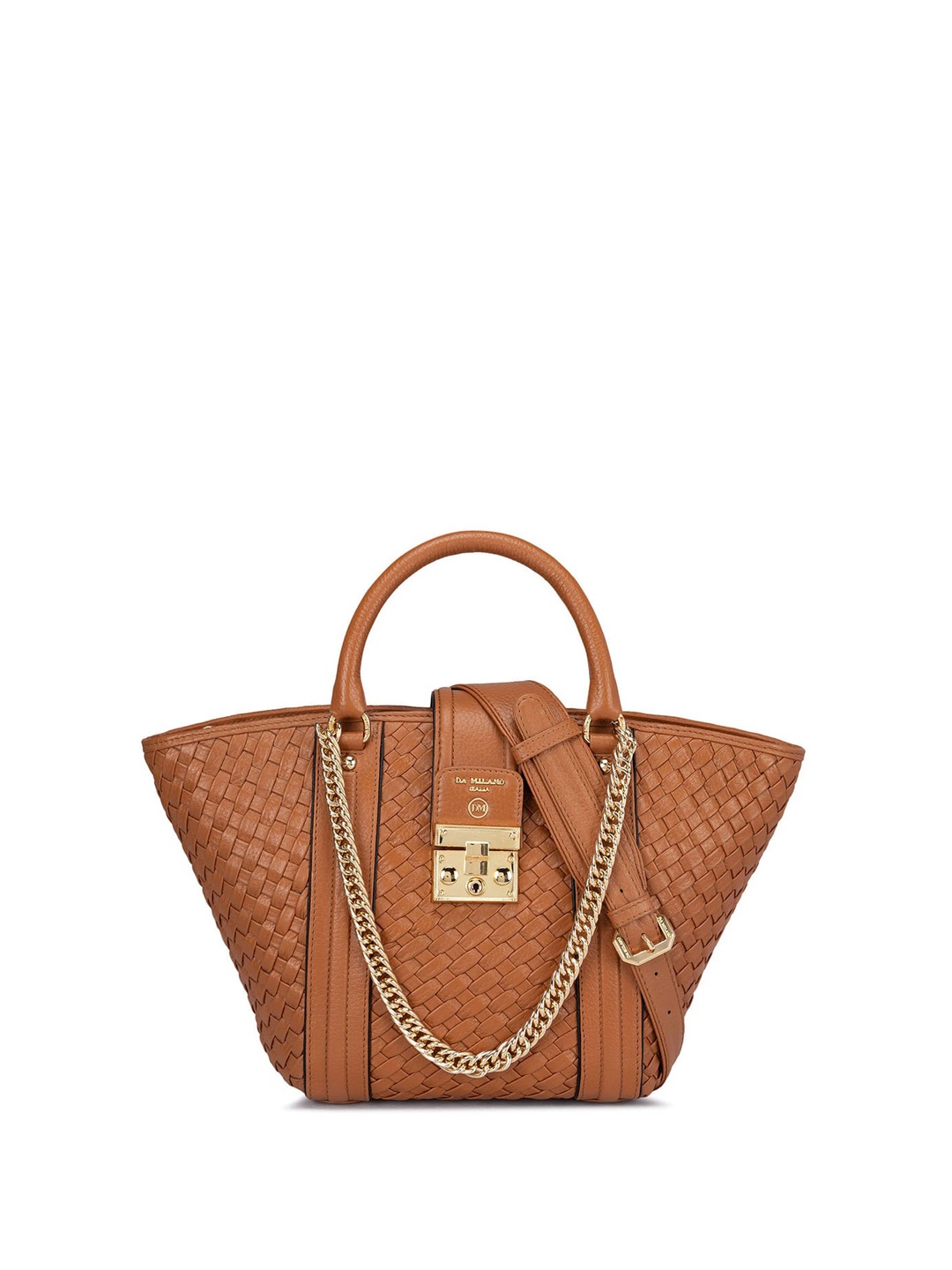 

Da Milano Textured Leather Oversized Swagger Handheld Bag, Brown