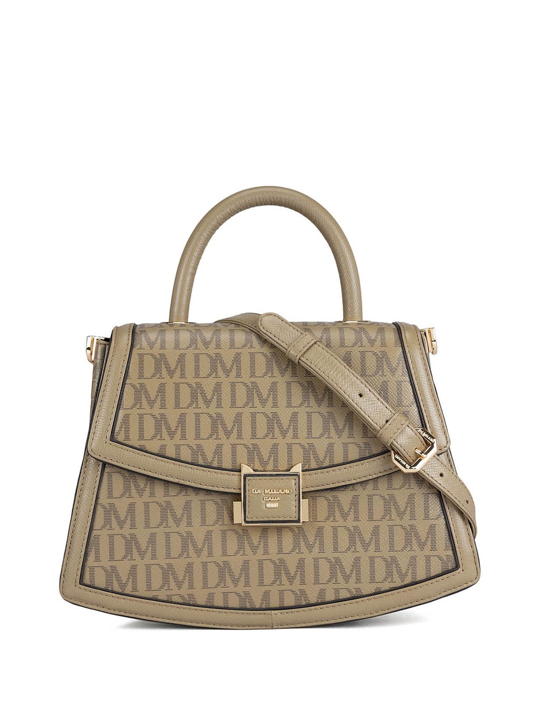 

Da Milano Leather Typography Printed Oversized Structured Handheld Bag, Green