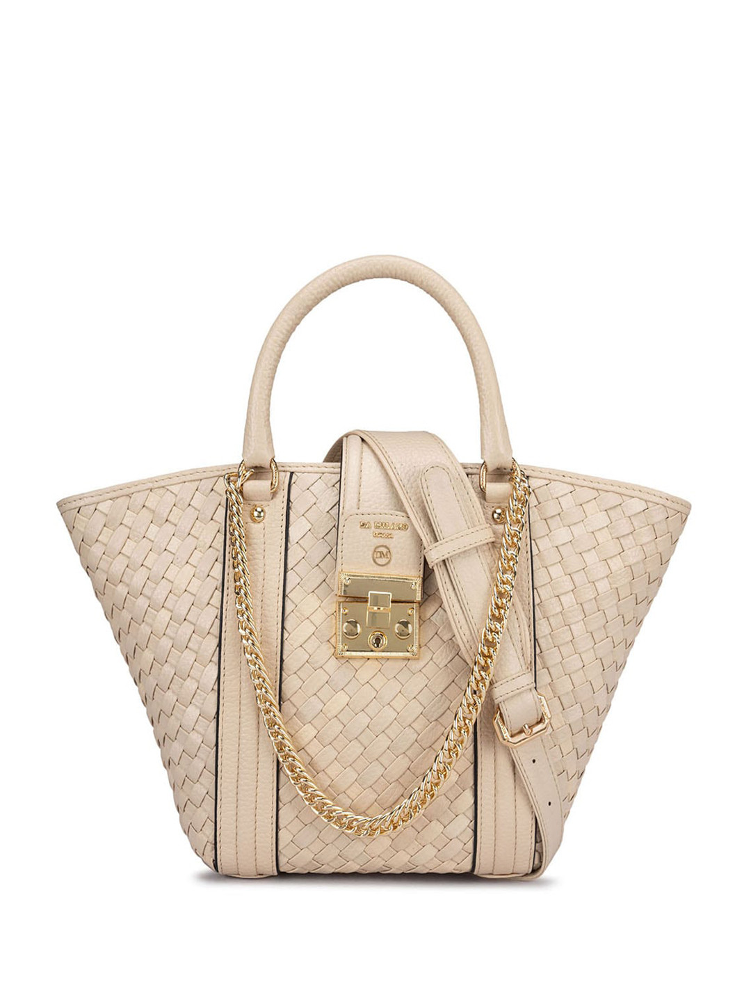 

Da Milano Leather Textured Handheld Bag, White