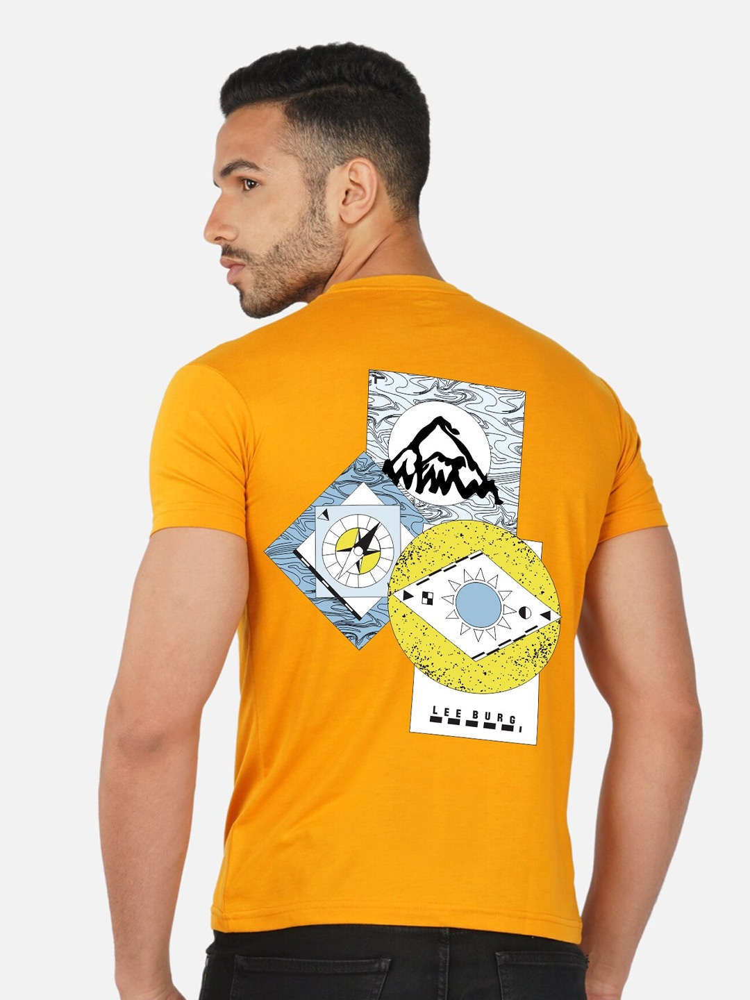 

CHOZI Graphic Printed Cotton T-shirt, Mustard