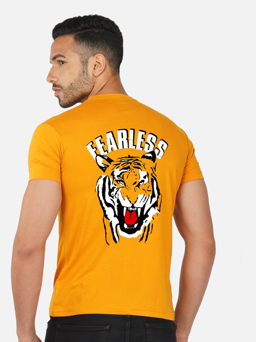 

CHOZI Graphic Printed Round Neck Cotton Regular T-shirt, Mustard