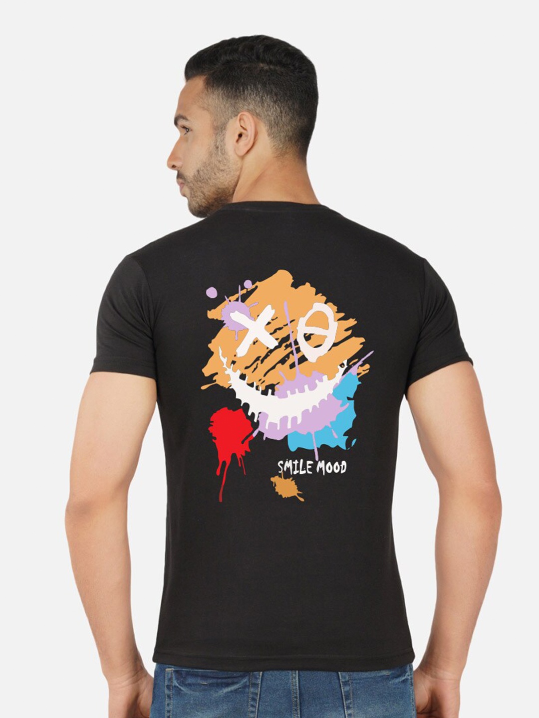 

CHOZI Regular Fit Graphic Printed Round Neck Short Sleeve Cotton T-Shirt, Black