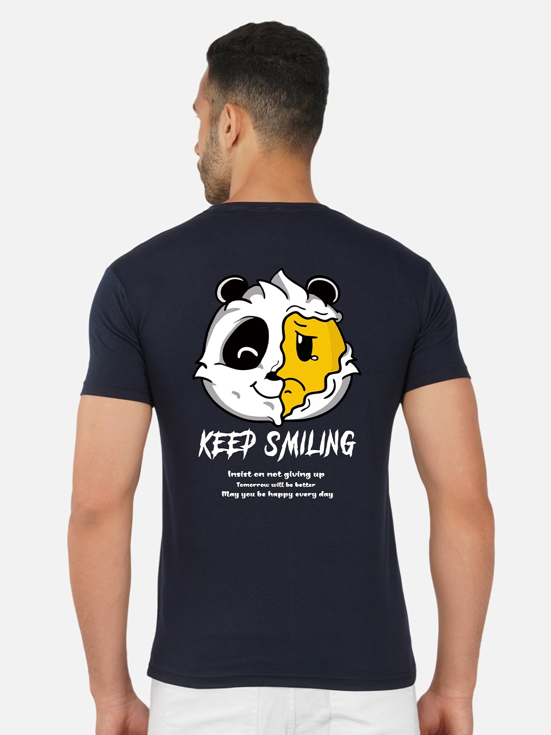 

CHOZI Graphic Printed Cotton T-shirt, Navy blue