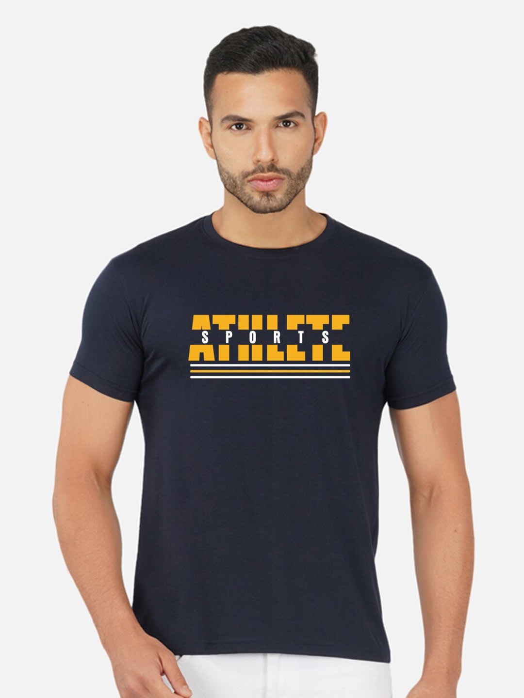 

CHOZI Typography Printed Cotton T-shirt, Navy blue