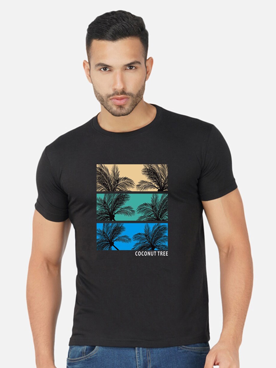 CHOZI Graphic Printed Cotton T-shirt, Black
