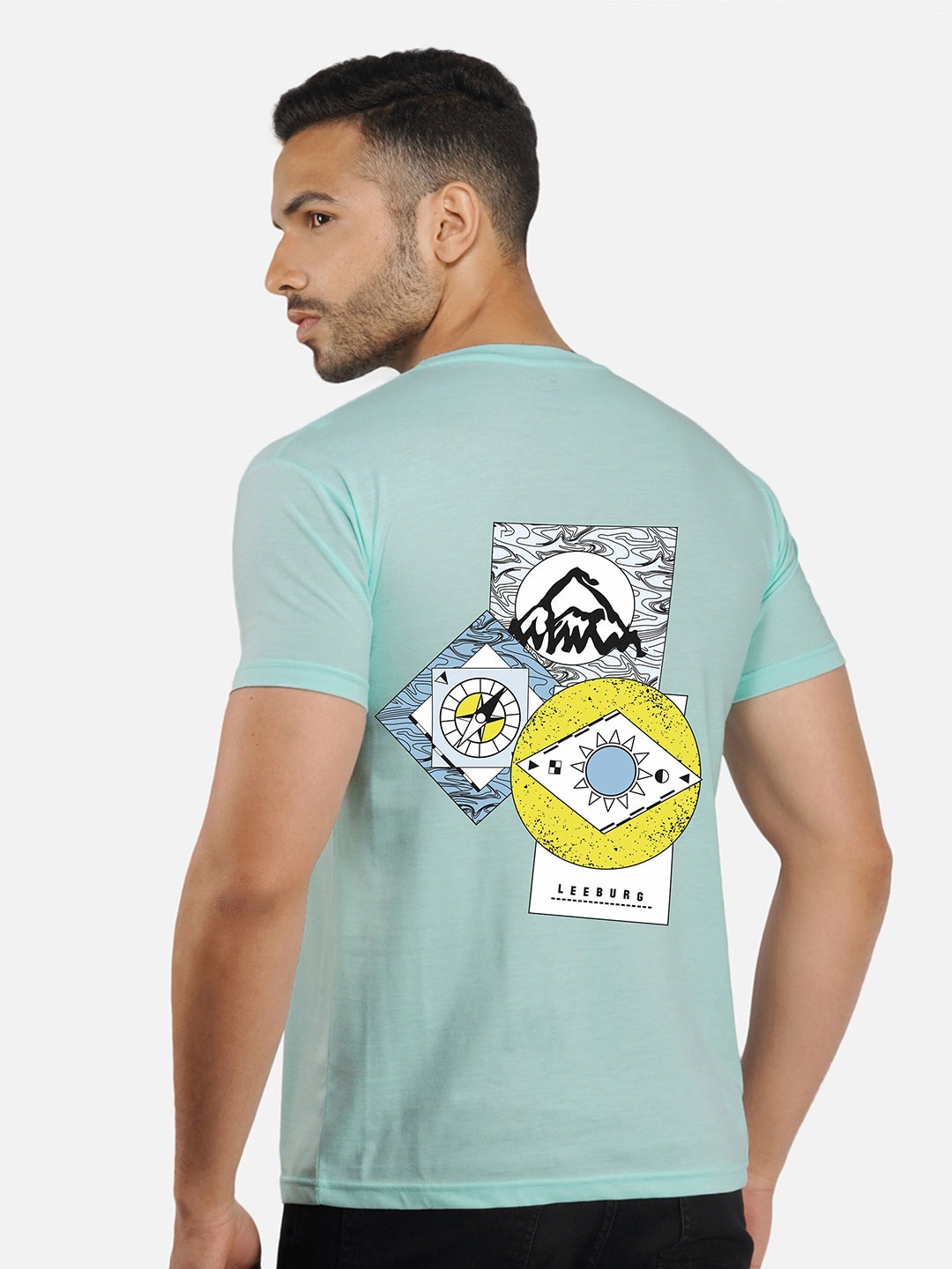 

CHOZI Graphic Printed Cotton T-shirt, Turquoise blue