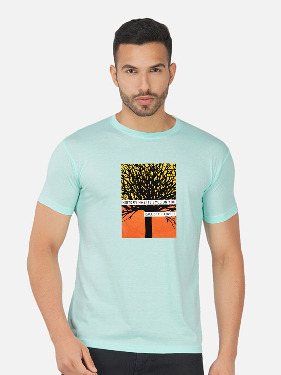 

CHOZI Graphic Printed Cotton T-shirt, Turquoise blue
