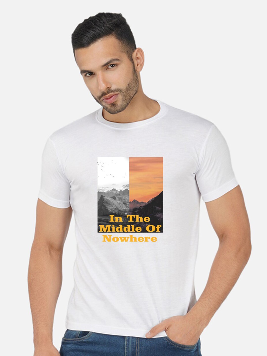 

CHOZI Graphic Printed Cotton T-shirt, White