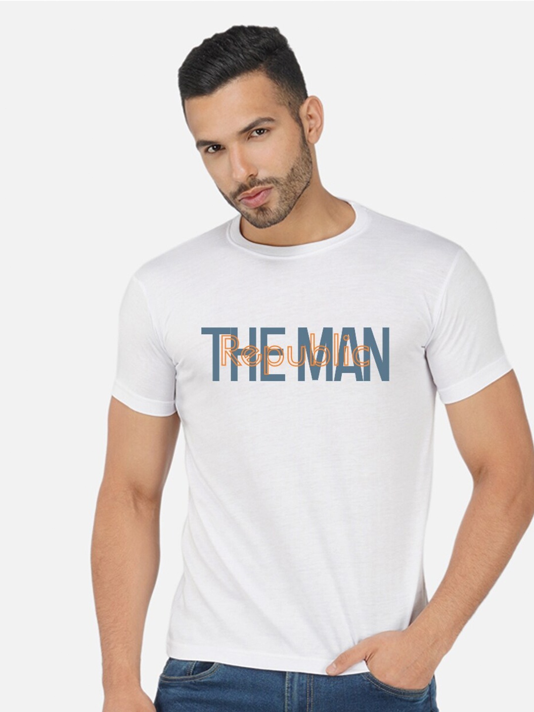 CHOZI Typography Printed Cotton T-shirt, White