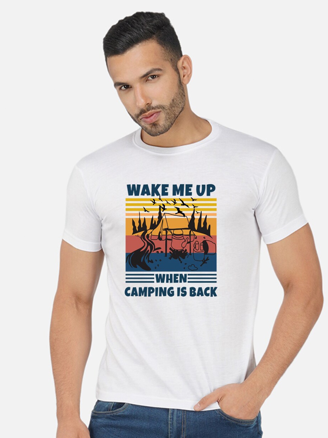 

CHOZI Graphic Printed Cotton T-shirt, White