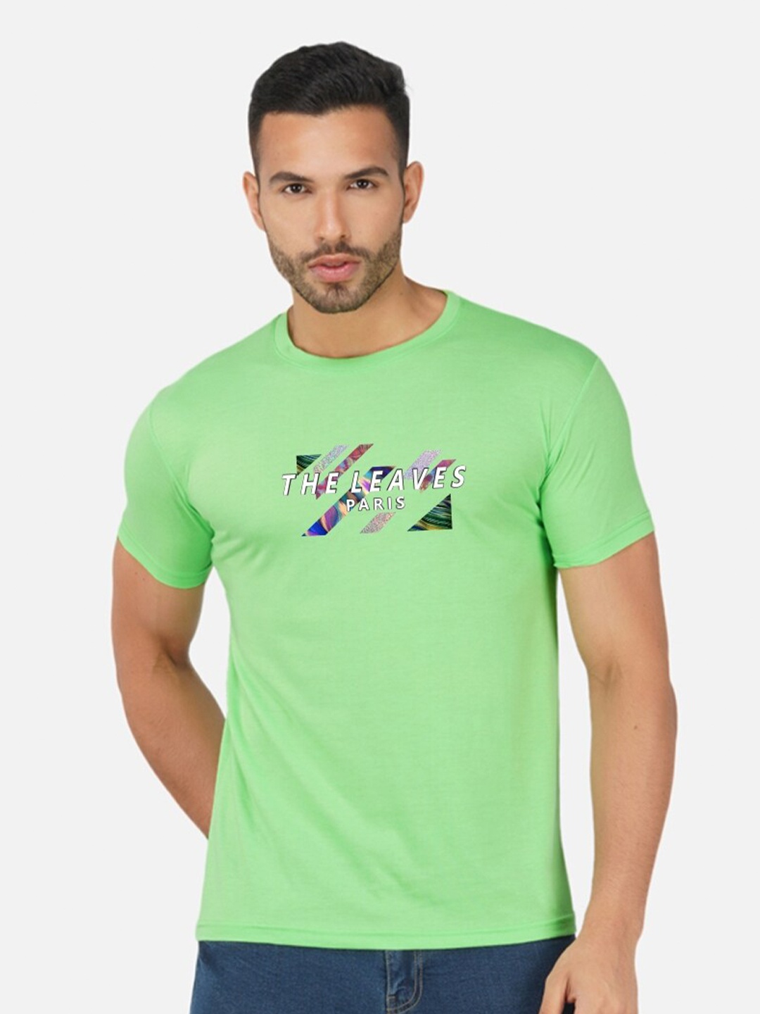 

CHOZI Typography Printed Cotton T-shirt, Lime green