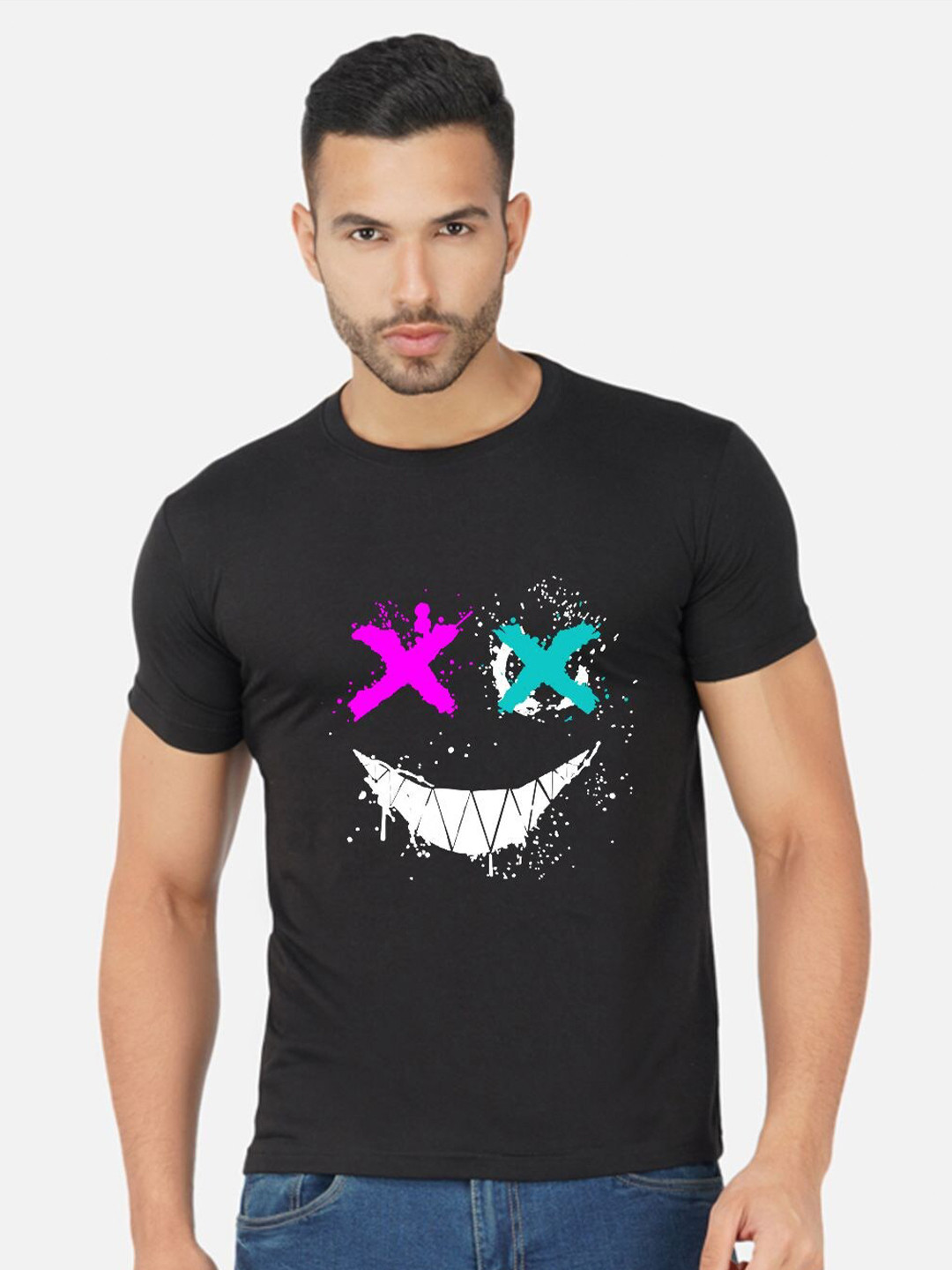 

CHOZI Graphic Printed Cotton T-shirt, Black