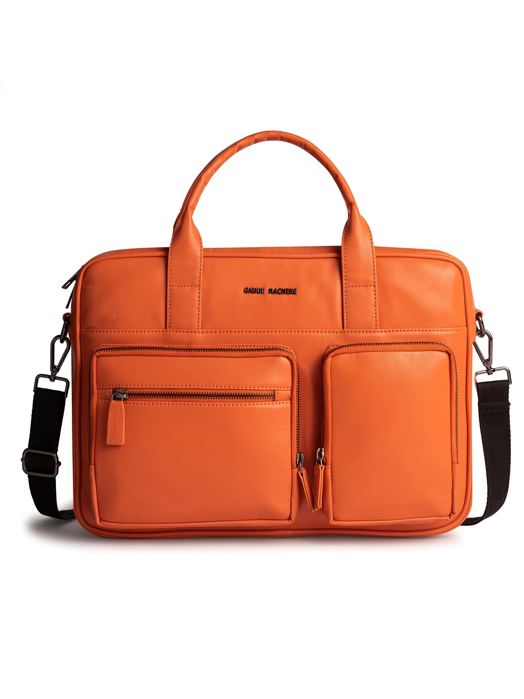 

Gauge Machine Unisex Leather Laptop Bag-Up to 15 inch, Orange