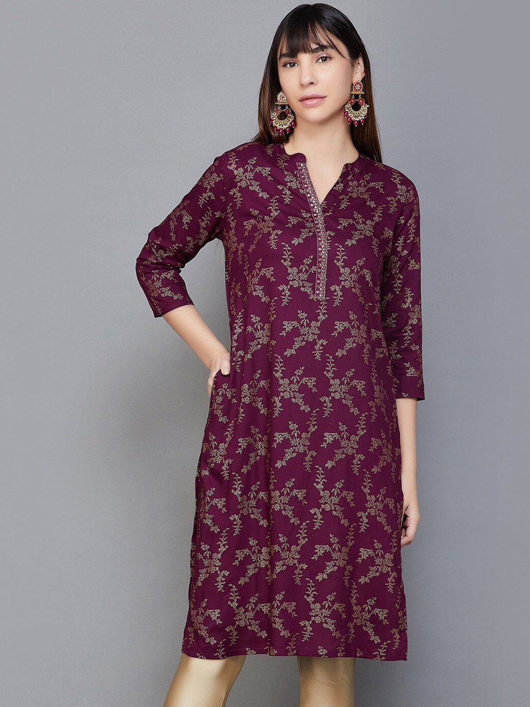 

Melange by Lifestyle Floral Printed Sequinned Kurta, Pink