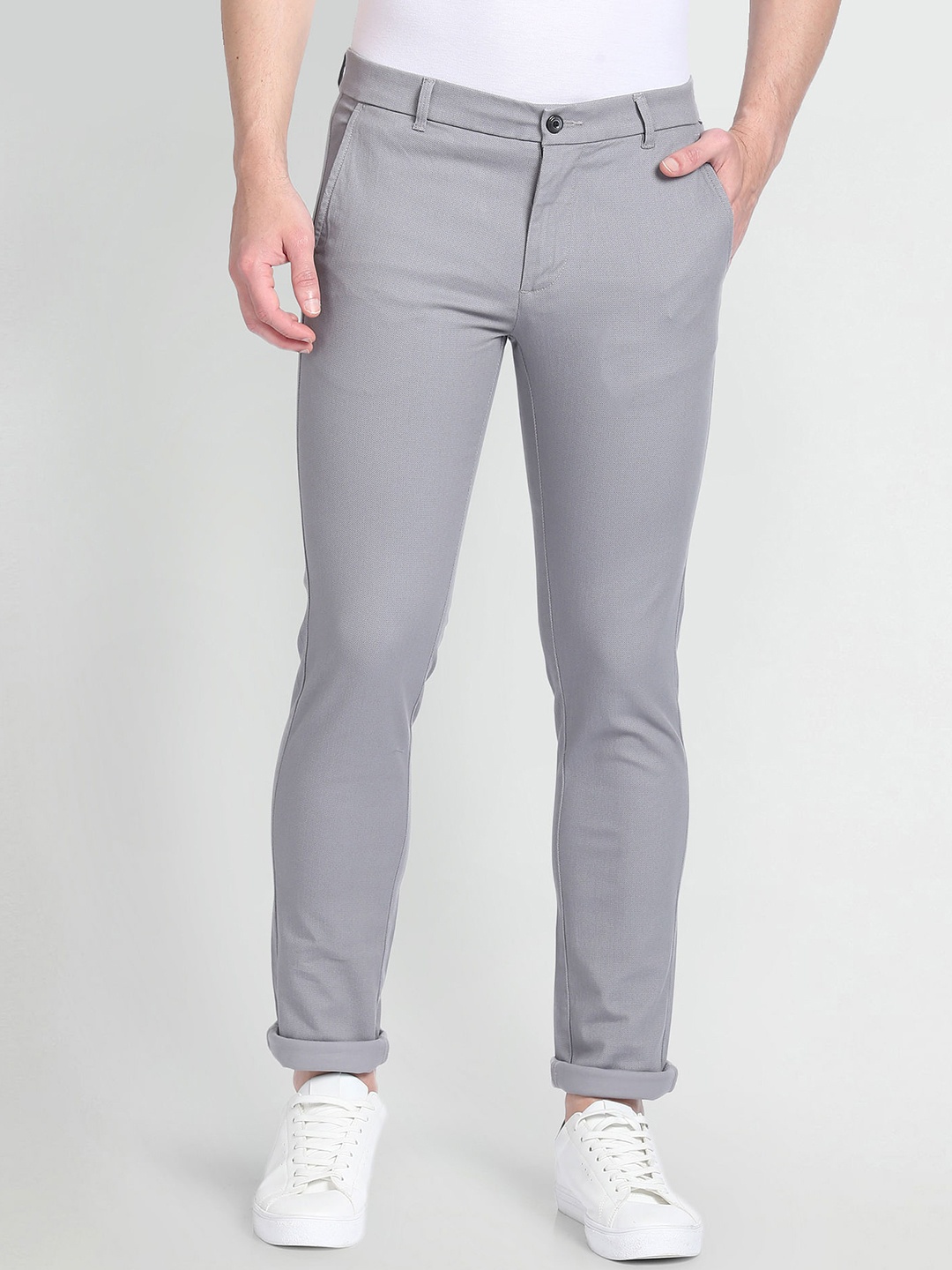 

Arrow Sport Men Slim Fit Low-Rise Chinos, Grey