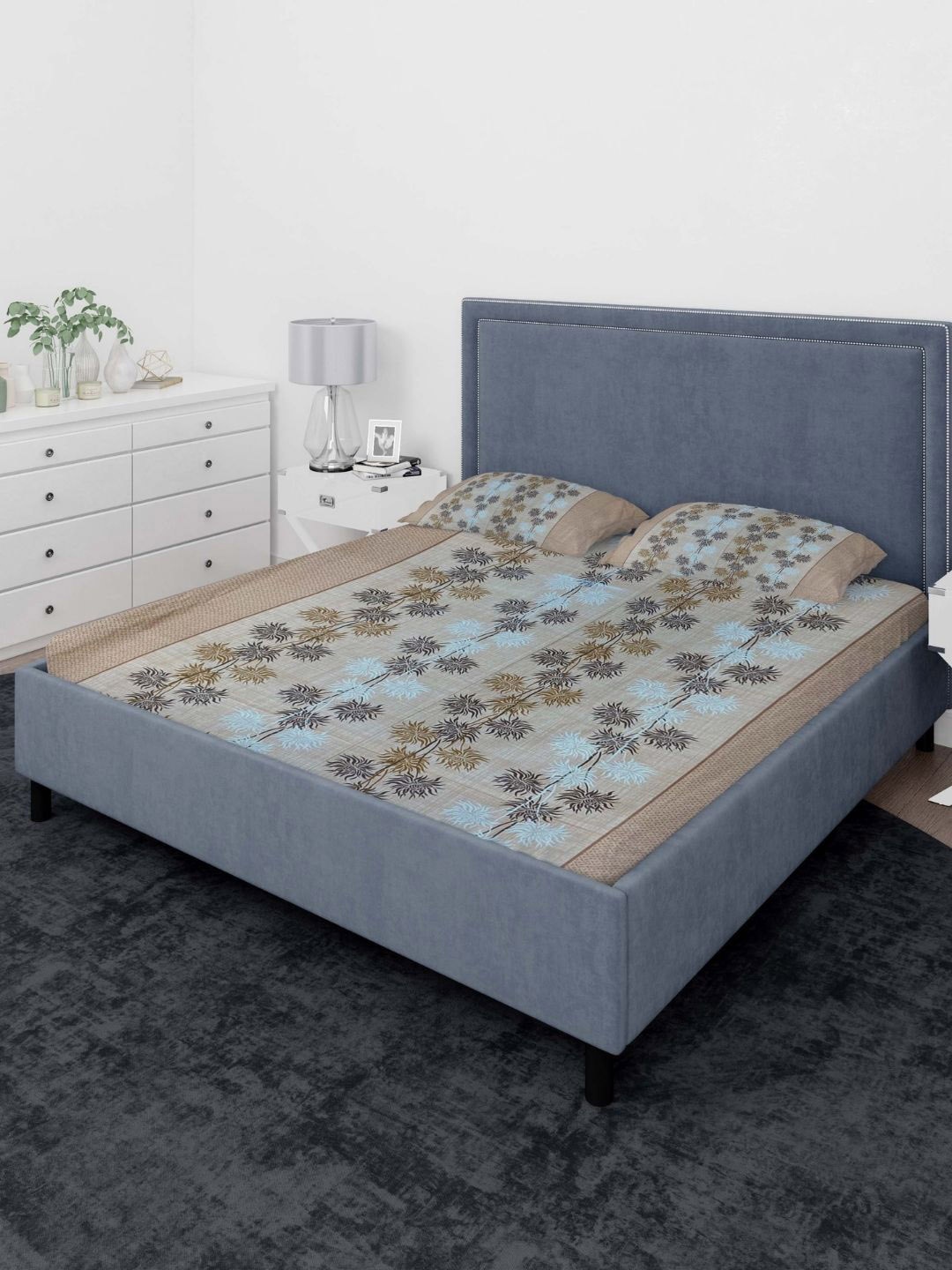 

Sleeping Owls- because your sleep matters Pink Print 140TC Queen Bedsheet & Pillow Covers, Brown