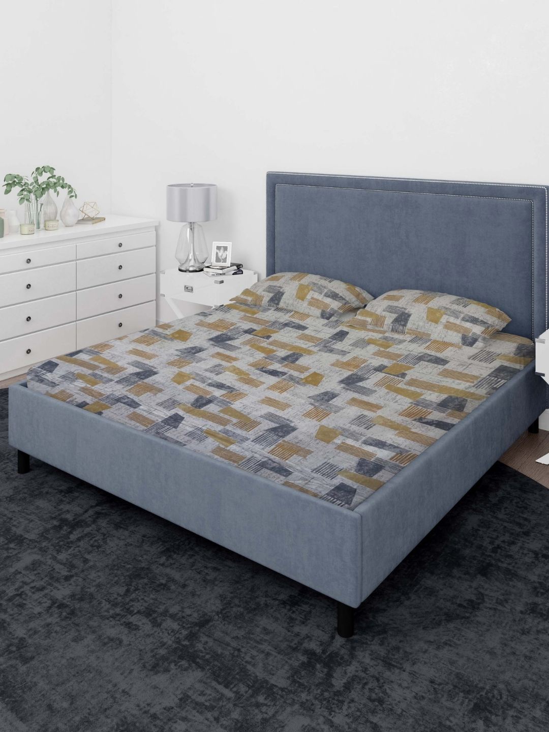 

Sleeping Owls- because your sleep matters Mustard 140 TC Queen Bedsheet & Pillow Covers