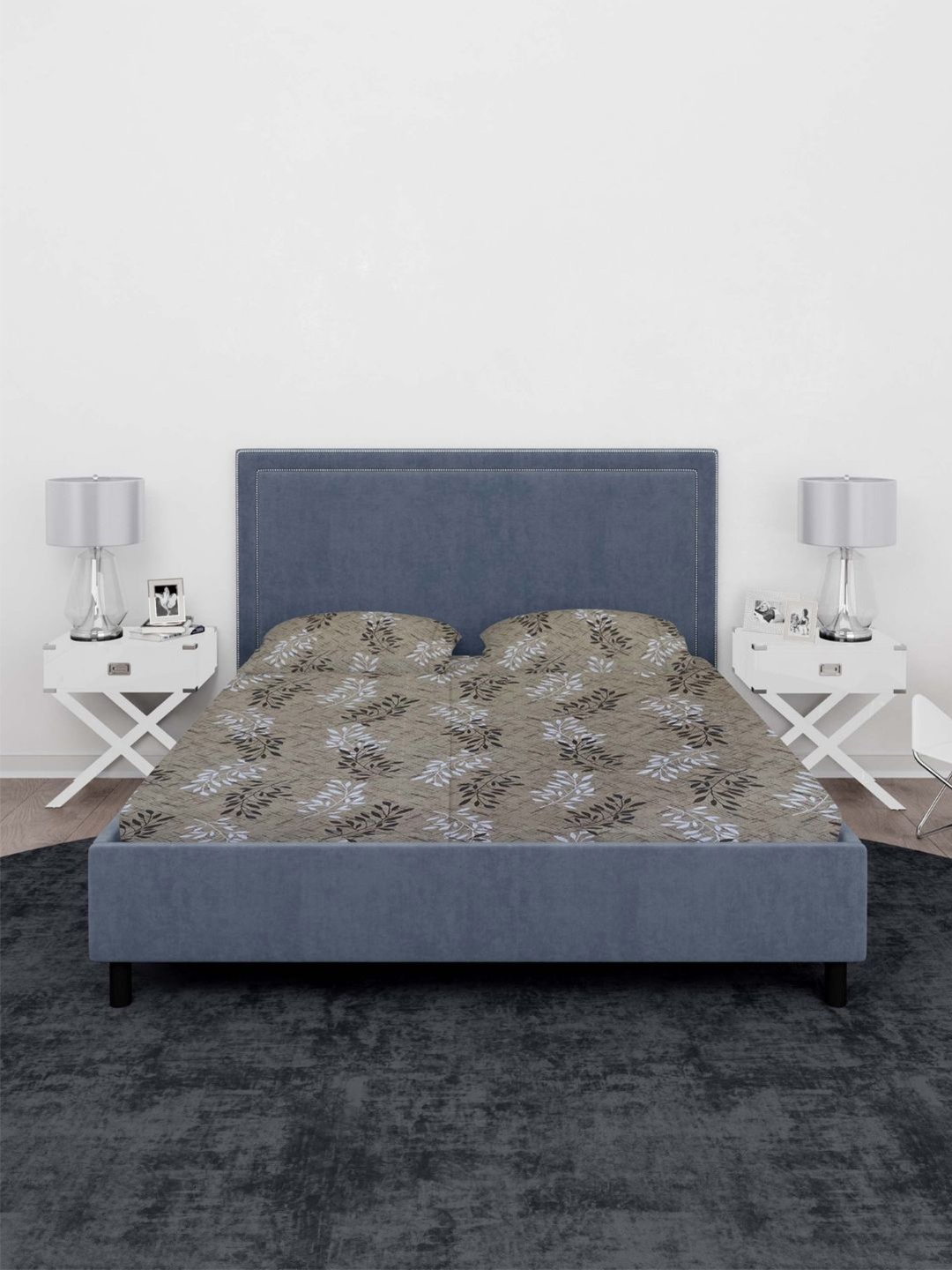 

Sleeping Owls- because your sleep matters Brown 140 TC Queen Bedsheet With 2 Pillow Covers