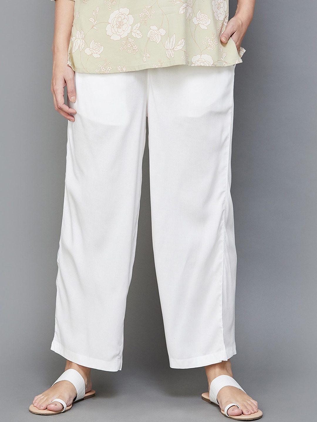 

Melange by Lifestyle Women Mid-Raise Regular Fit Parallel Trousers, White